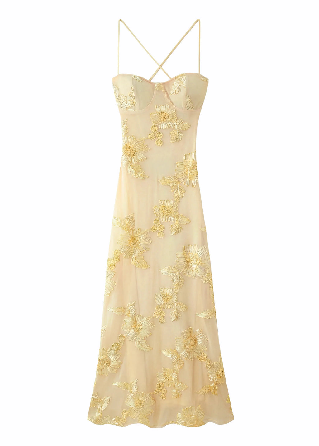 Kiara | Robe maxi sans manches en broderie florale pour invitées de mariage