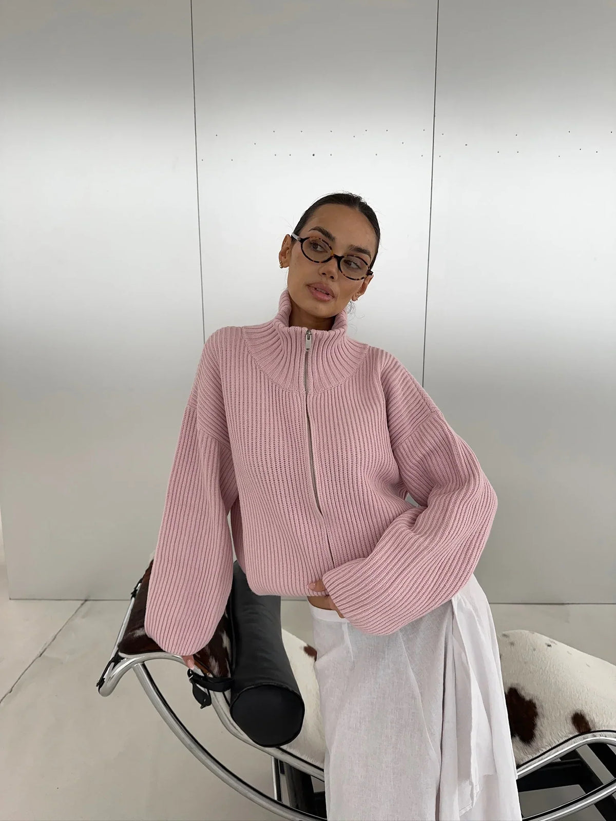 Kristina | Pull en tricot à col zippé mi-haut pour femmes