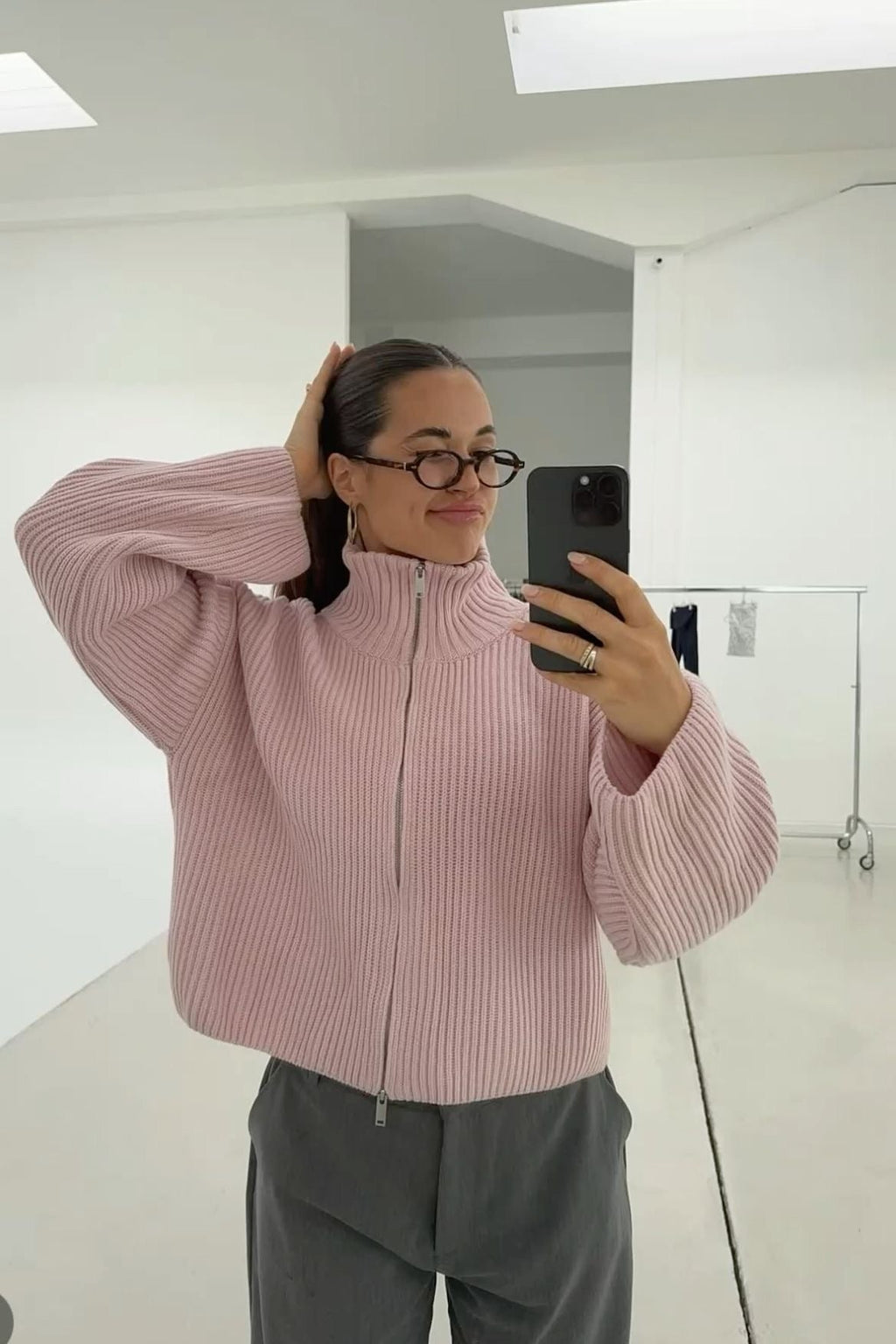 Kristina | Pull en tricot à col zippé mi-haut pour femmes