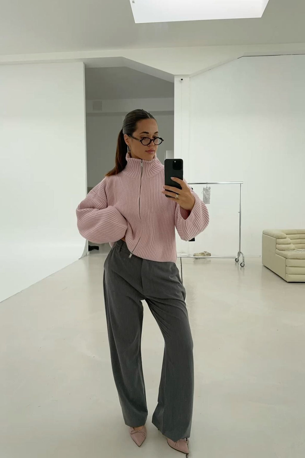 Kristina | Pull en tricot à col zippé mi-haut pour femmes