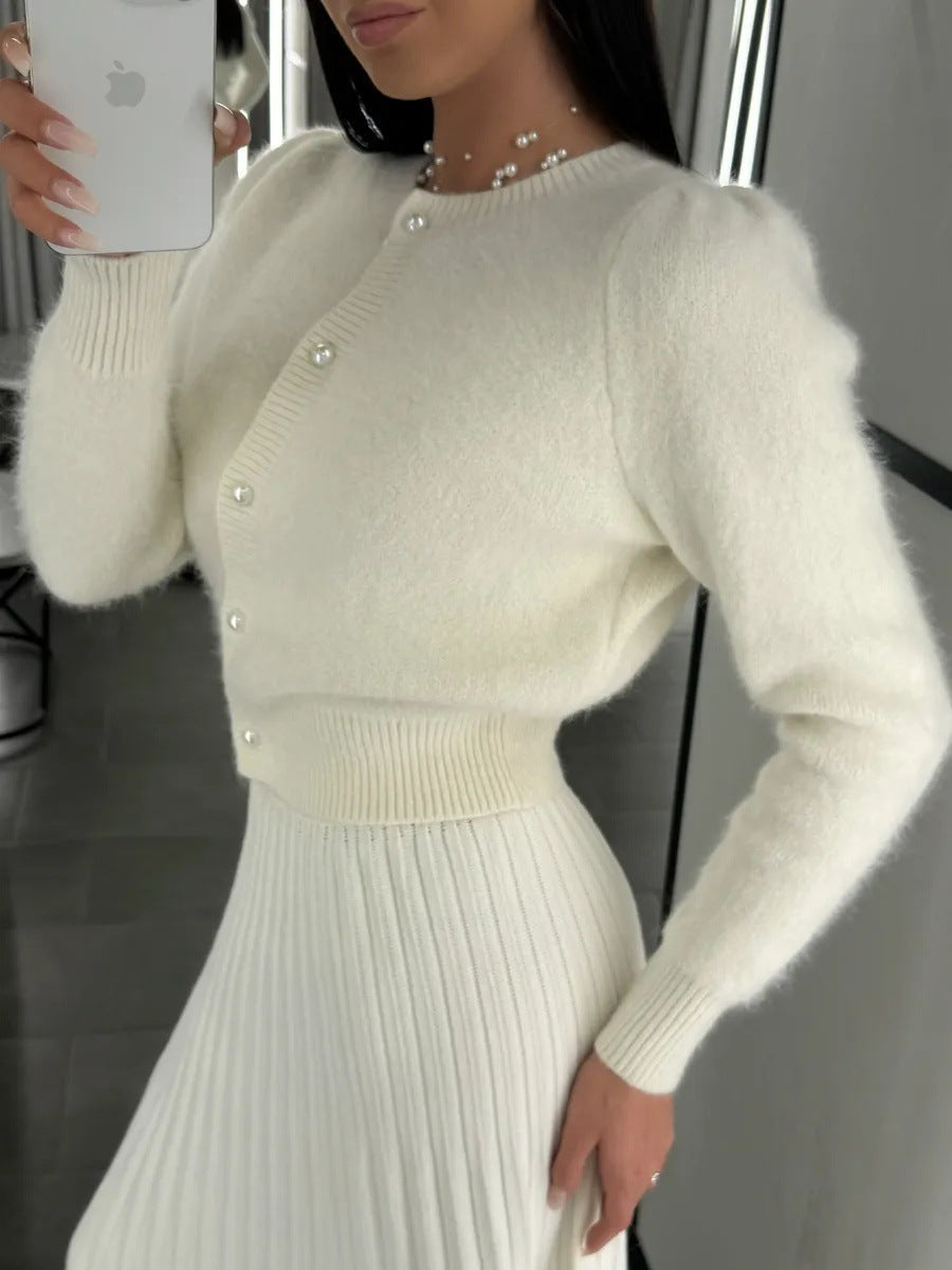 Kyndall | Cardigan en maille à col rond et manches longues avec boutons pour femmes