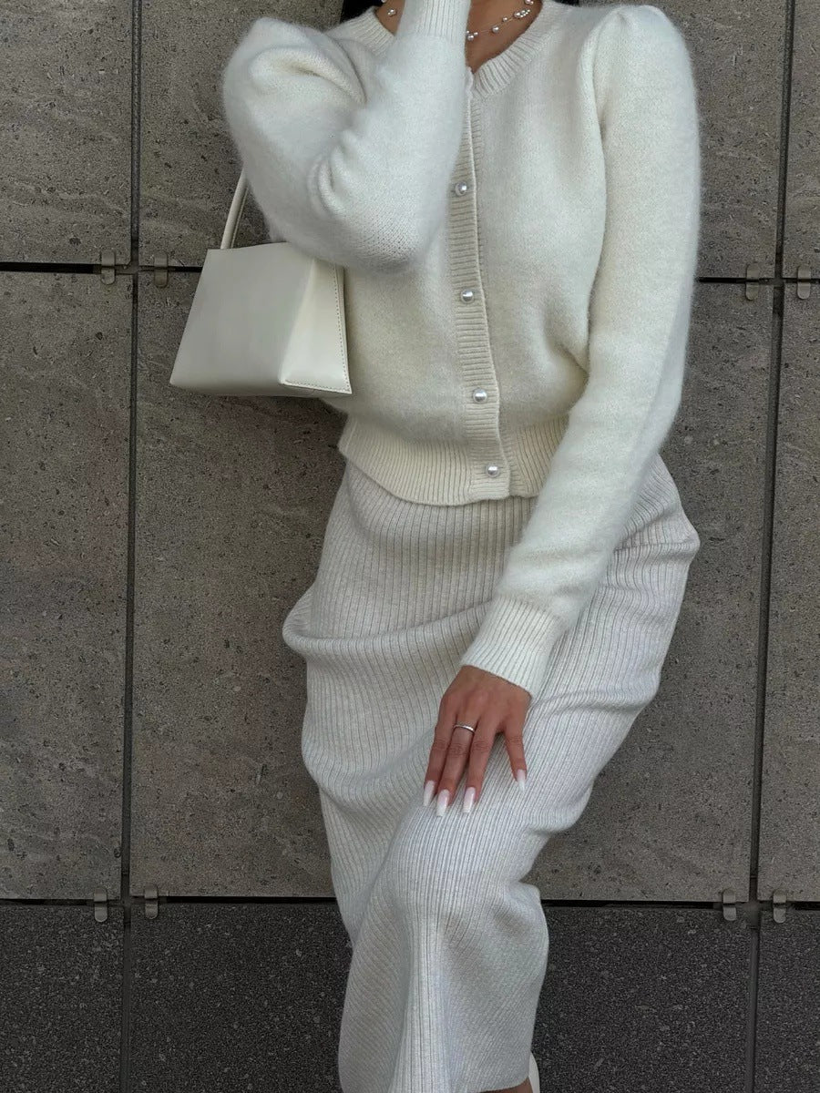 Kyndall | Cardigan en maille à col rond et manches longues avec boutons pour femmes