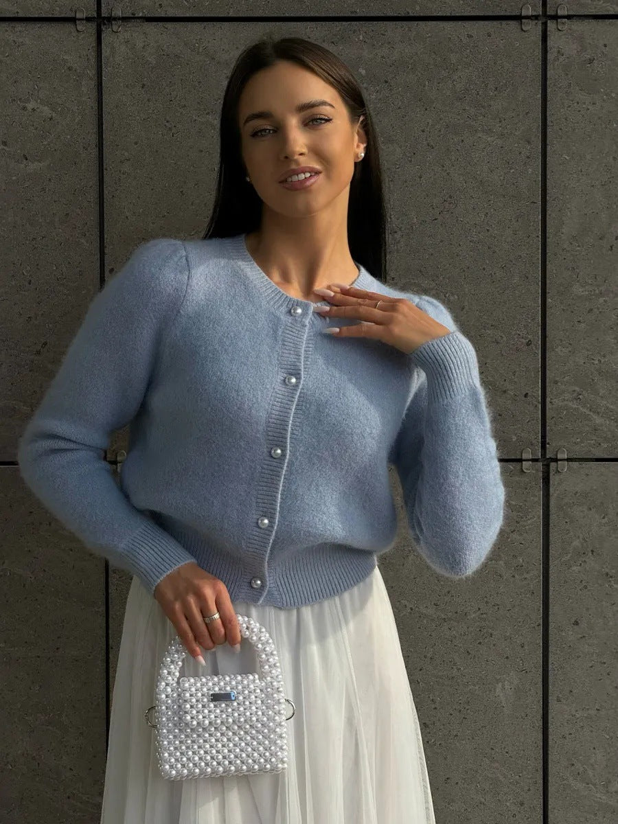 Kyndall | Cardigan en maille à col rond et manches longues avec boutons pour femmes