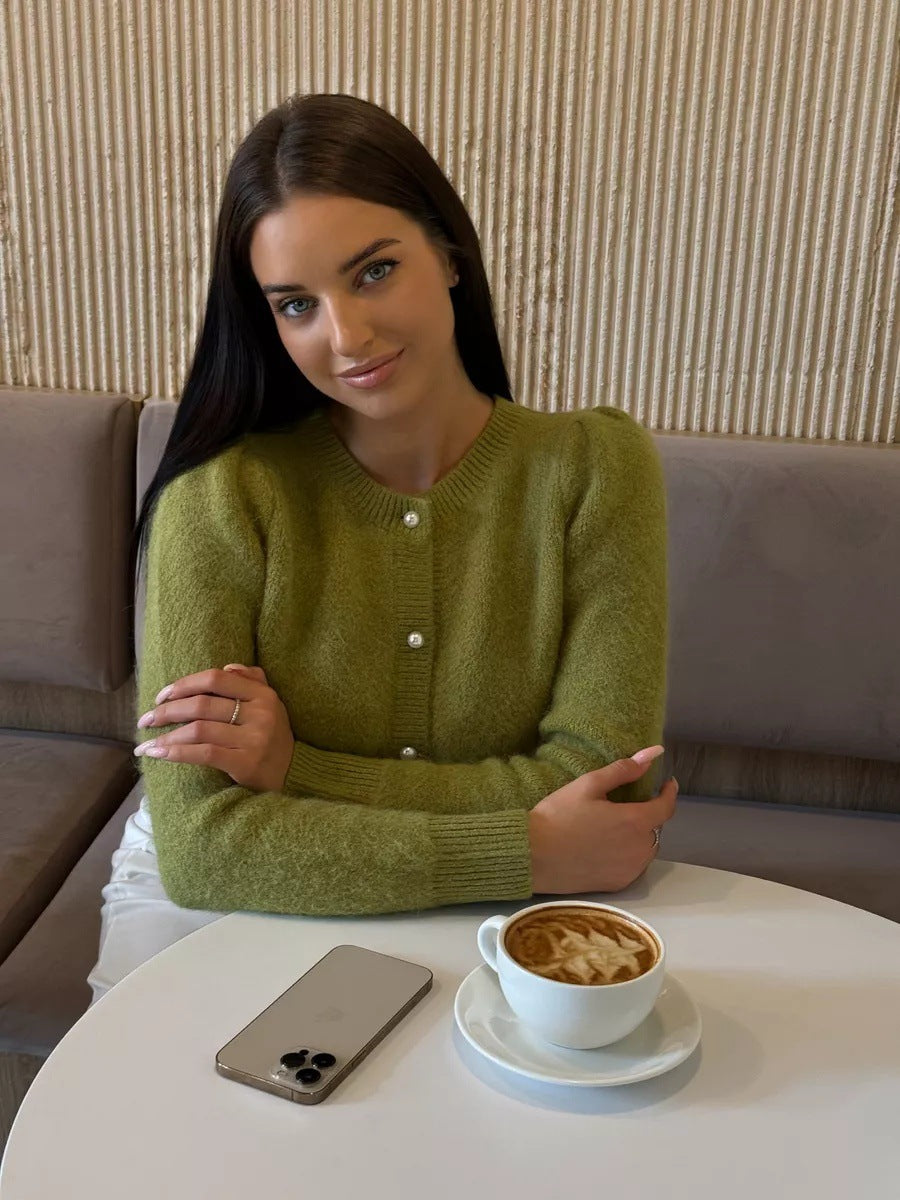 Kyndall | Cardigan en maille à col rond et manches longues avec boutons pour femmes