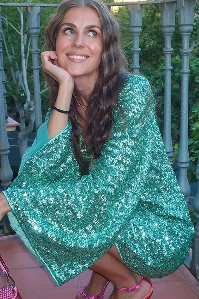 Leilani | Robe d'été mini à manches longues en sequins pour femmes