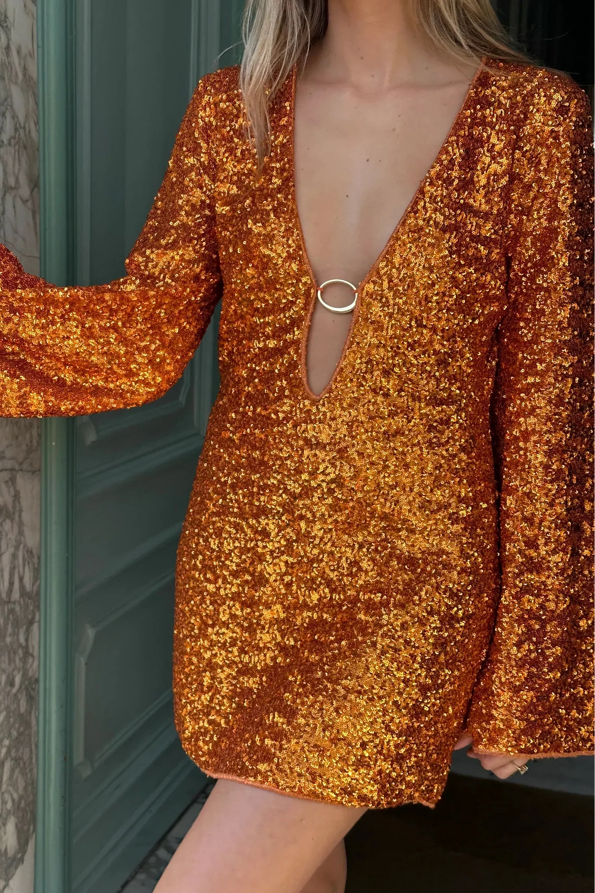 Leilani | Robe d'été mini à manches longues en sequins pour femmes