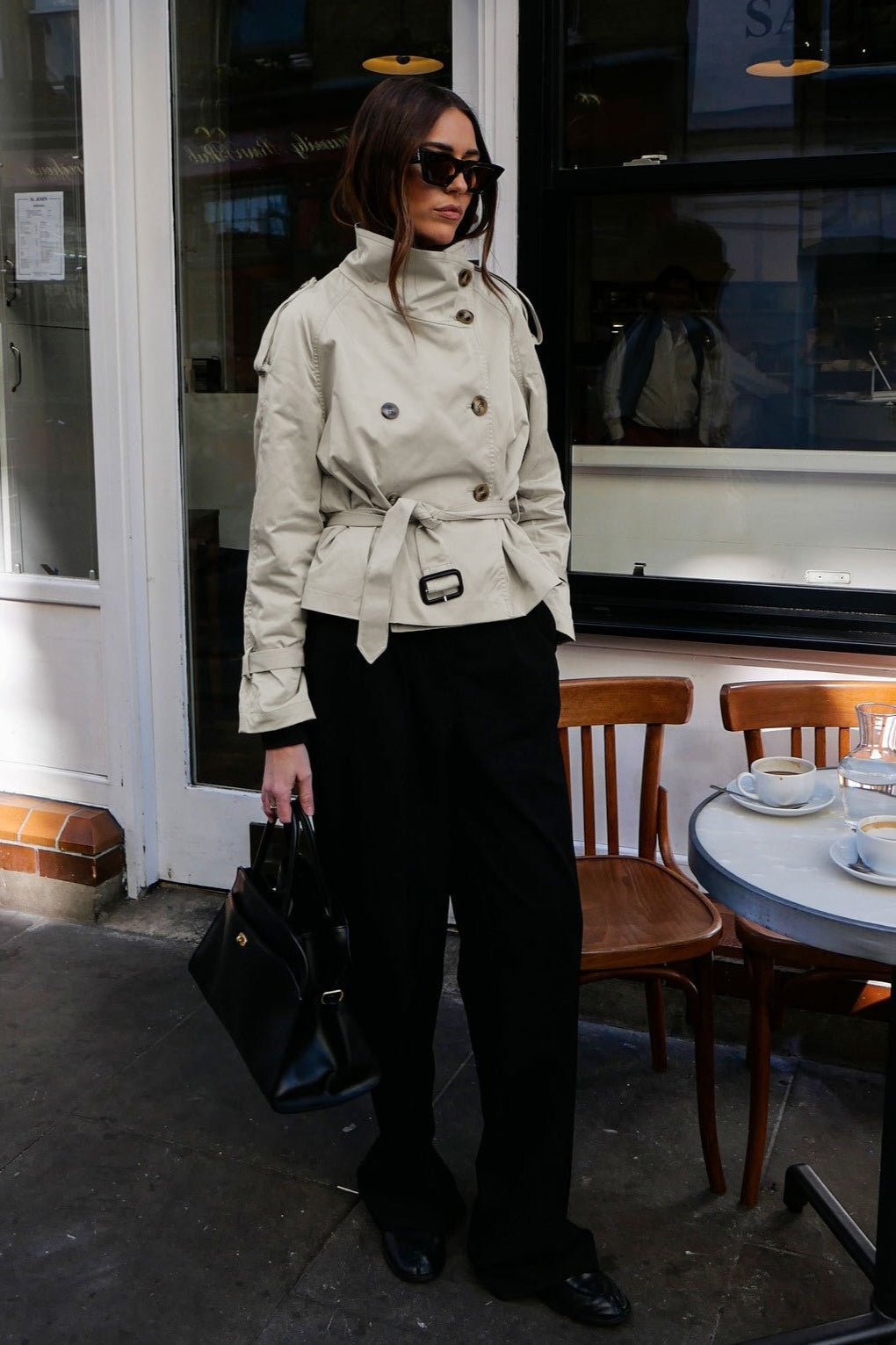 Leslie | Veste trench à col montant à double boutonnage pour femmes