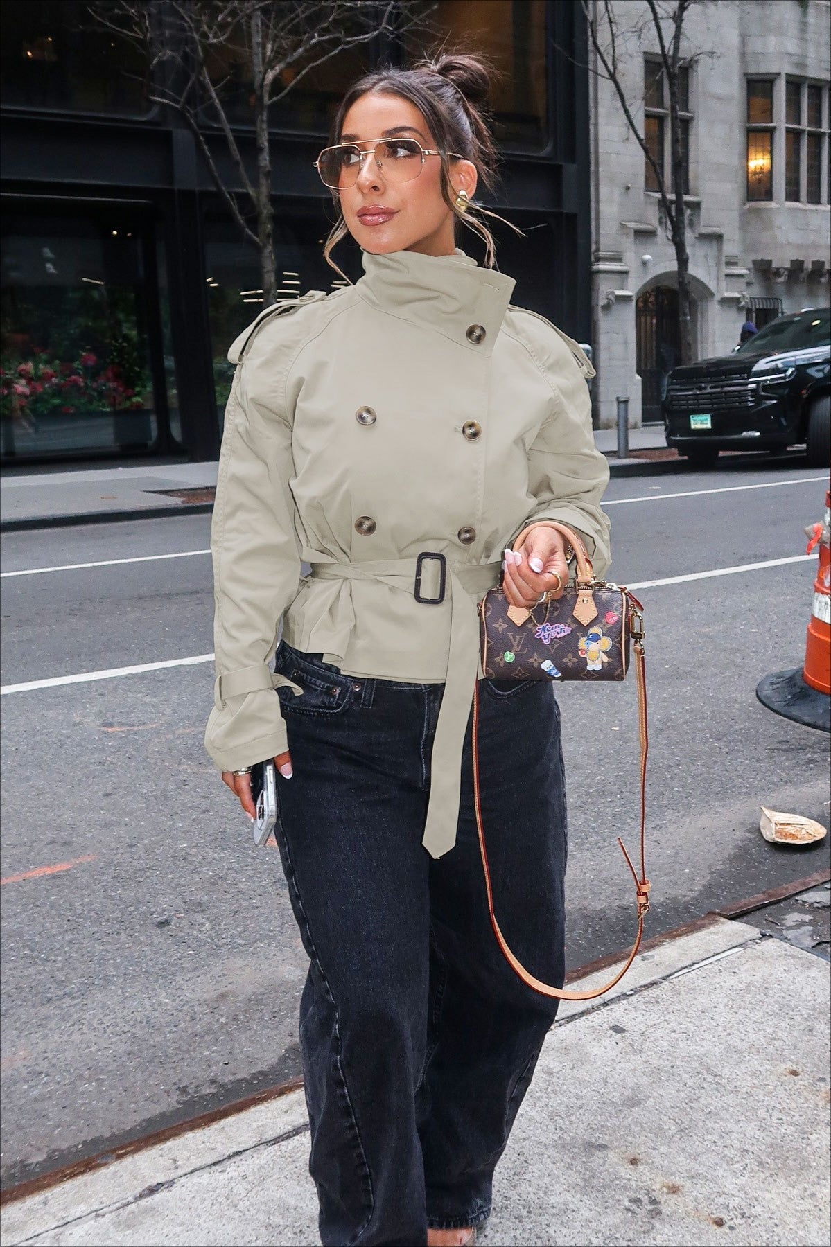 Leslie | Veste trench à col montant à double boutonnage pour femmes
