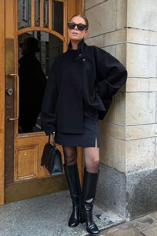 Lexa | Veste Femme à Col Montant Asymétrique et Boutonnage Avant