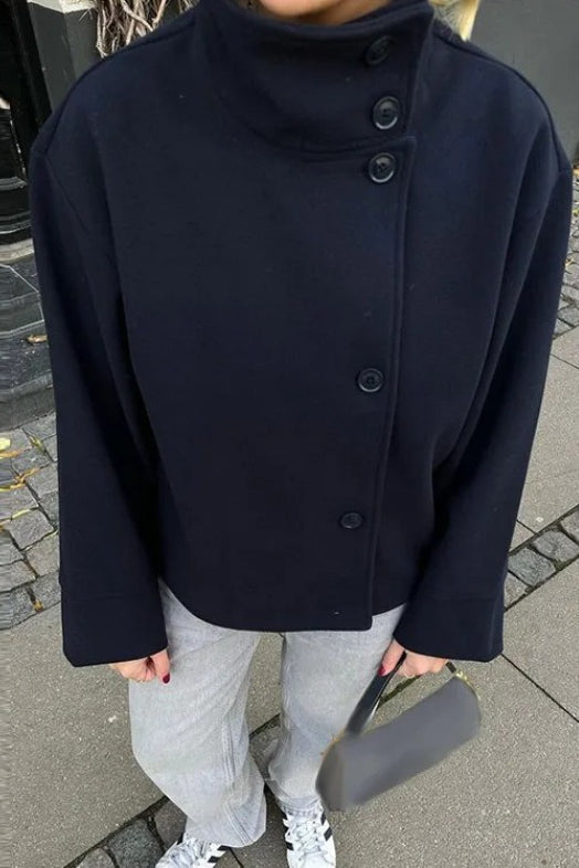 Lexa | Veste Femme à Col Montant Asymétrique et Boutonnage Avant