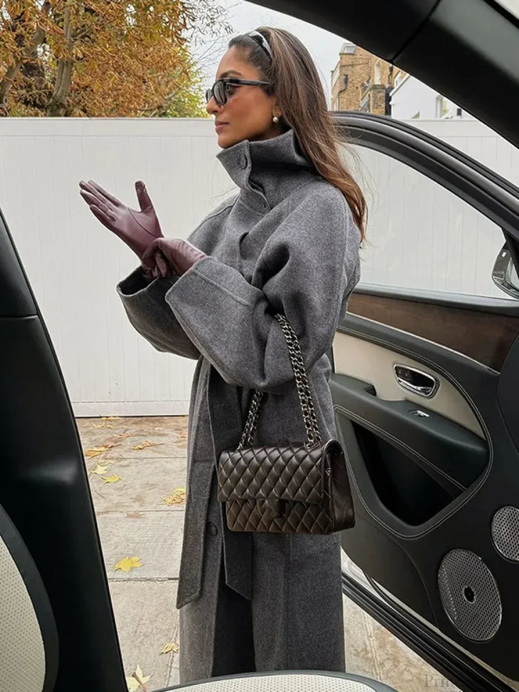 Linda | Manteau Trench Long Maxi à Col Montant Ceinturé pour Femmes