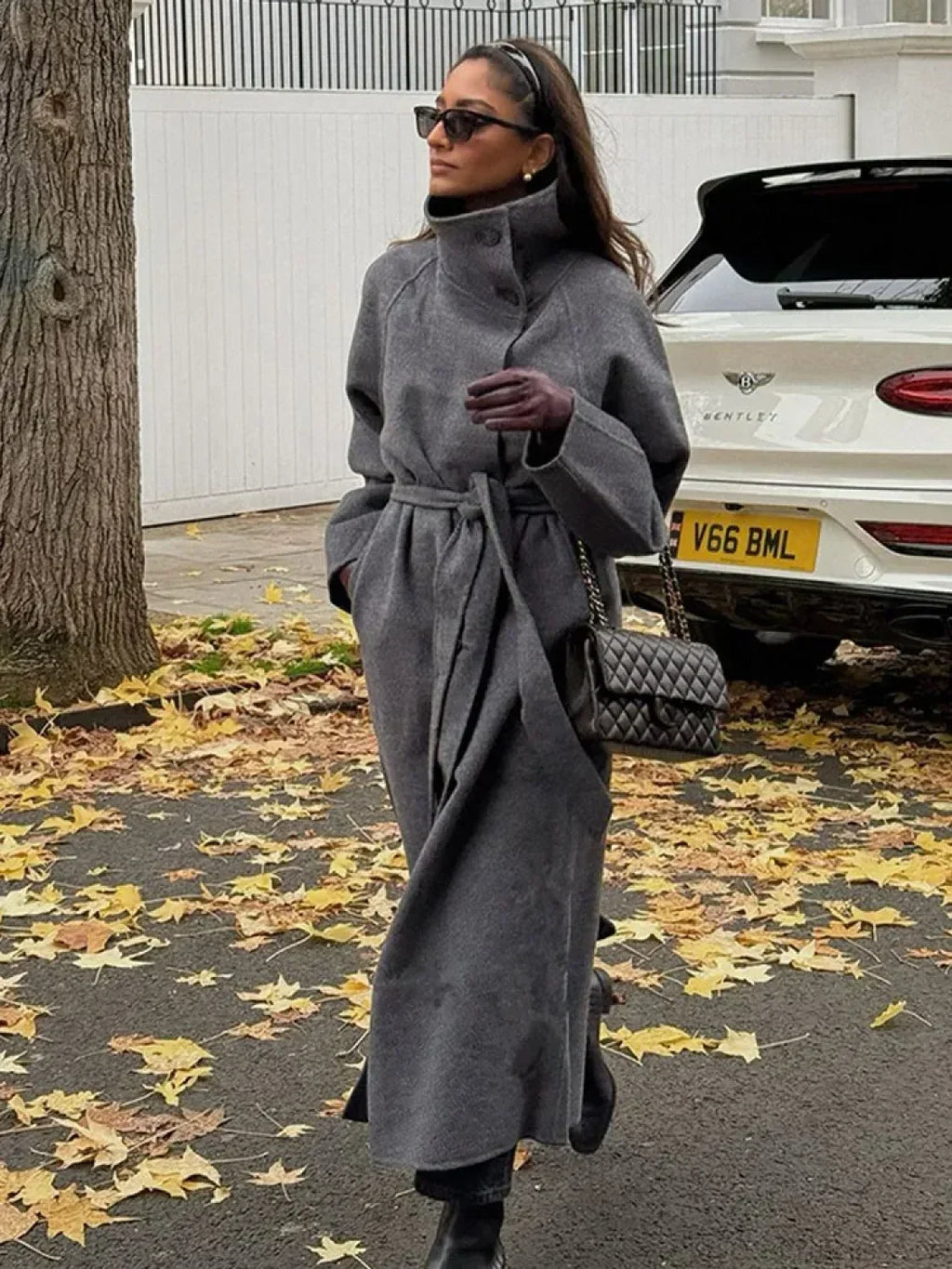 Linda | Manteau Trench Long Maxi à Col Montant Ceinturé pour Femmes