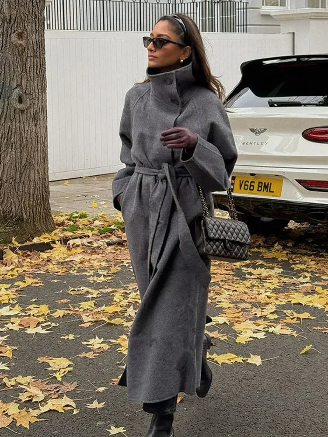 Linda | Manteau Trench Long Maxi à Col Montant Ceinturé pour Femmes