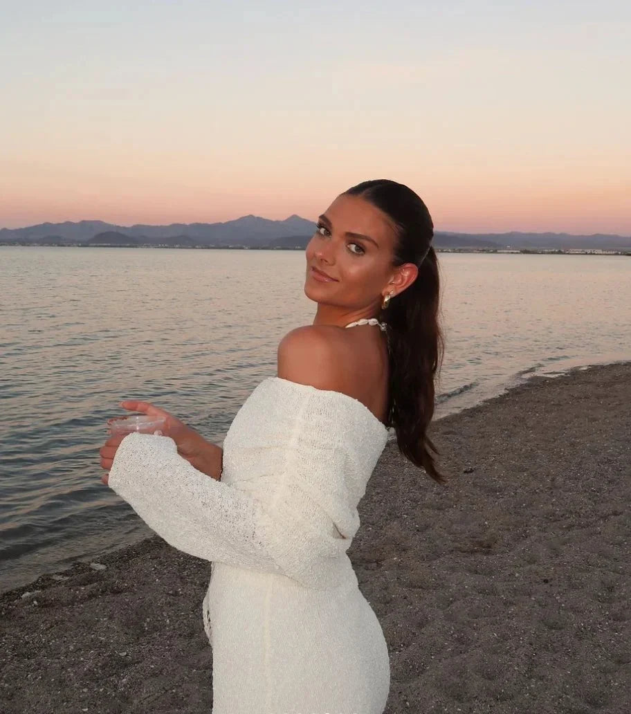 Liz | Robe Mini Tricot Bodycon à Épaules Dégagées pour Femmes