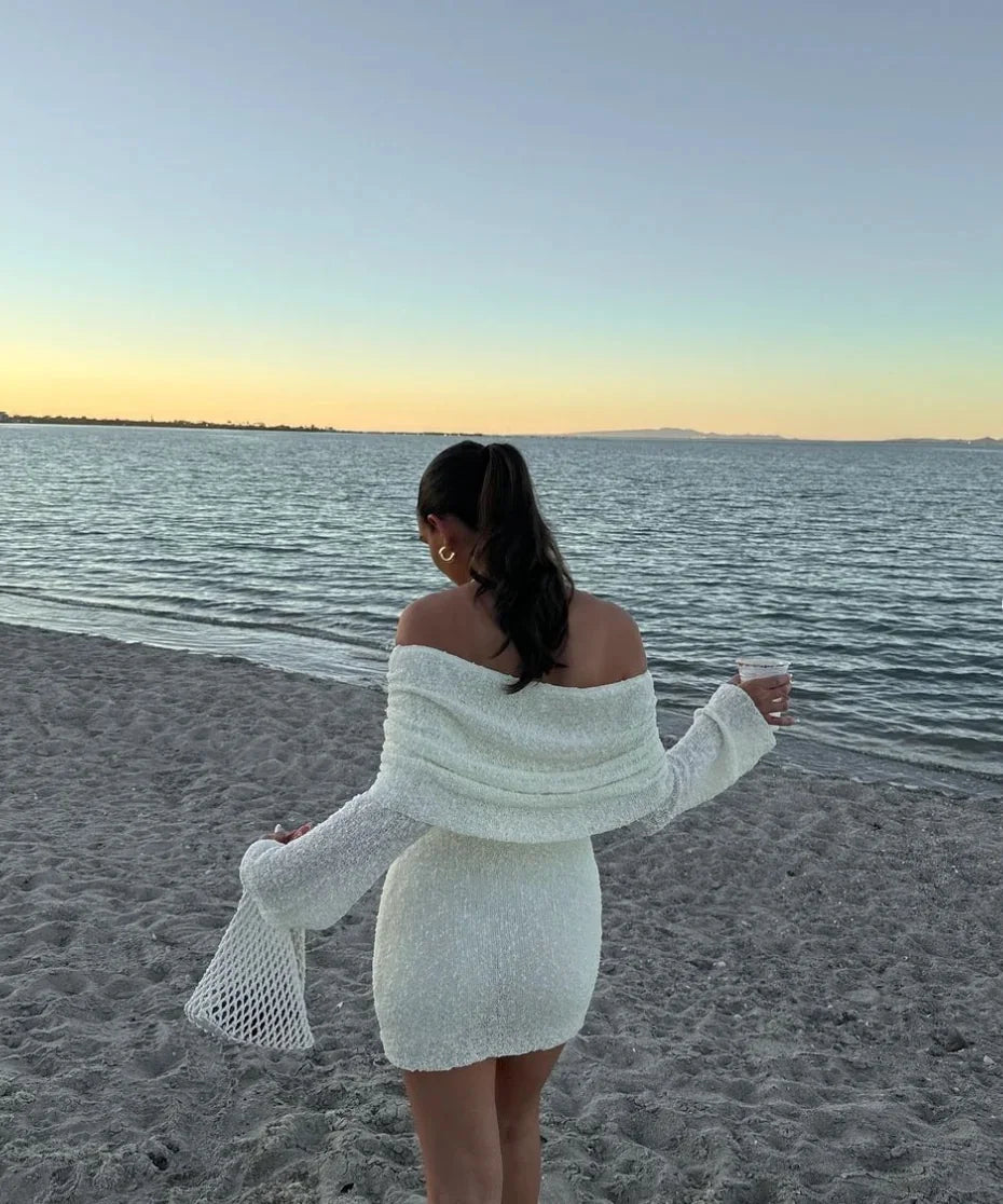 Liz | Robe Mini Tricot Bodycon à Épaules Dégagées pour Femmes
