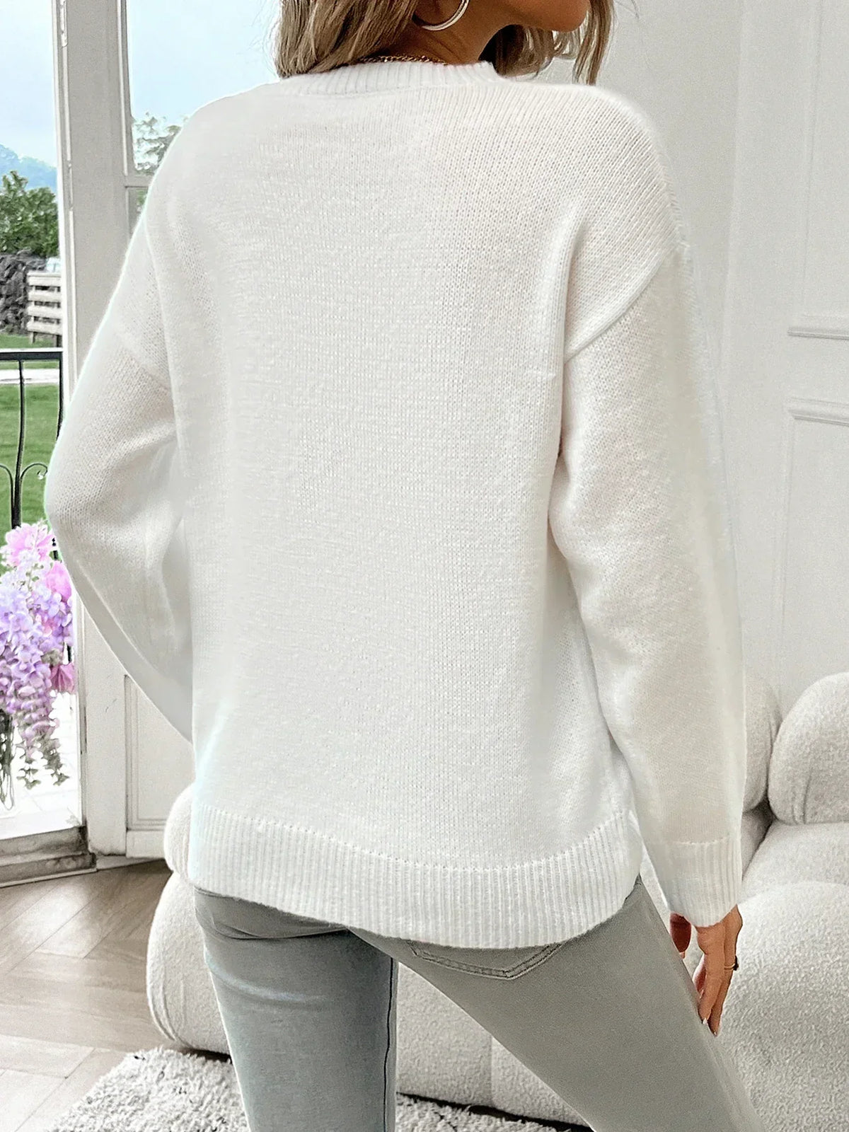 Lux | Pull en Tricot Chaud à Manches Longues avec Motif Drapeau Américain pour Femmes