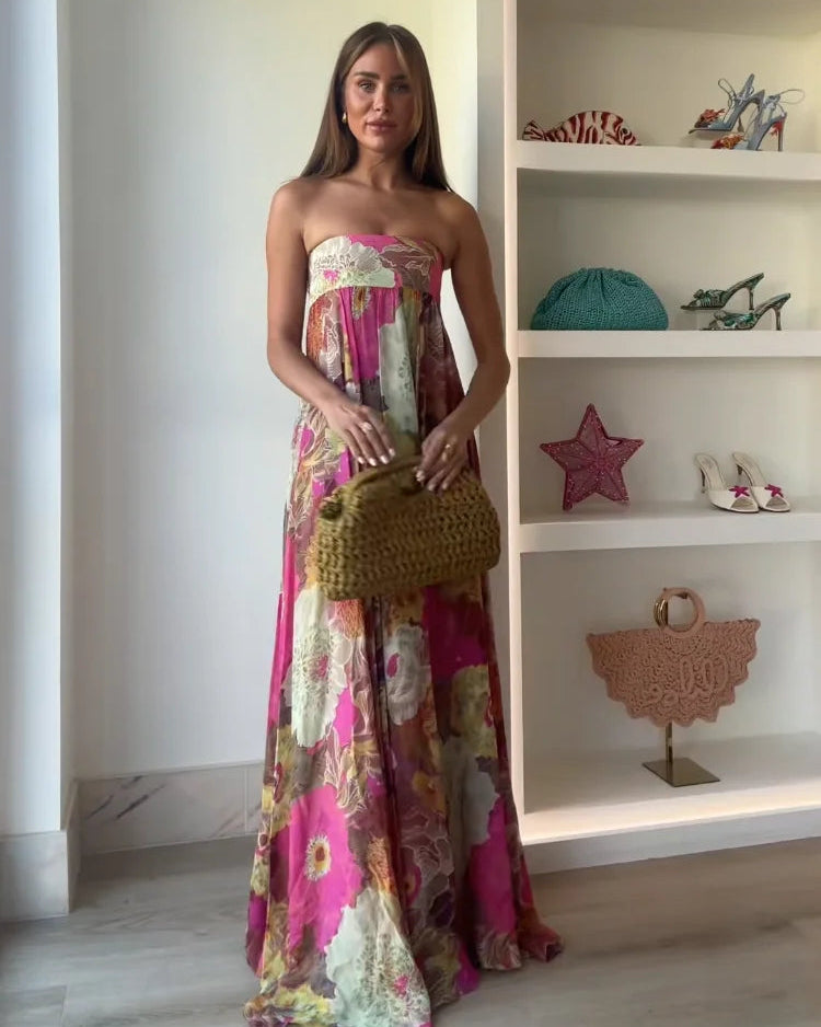 Maelynn | Robe Maxi Été Fleurie Sans Manches pour Invitées de Mariage