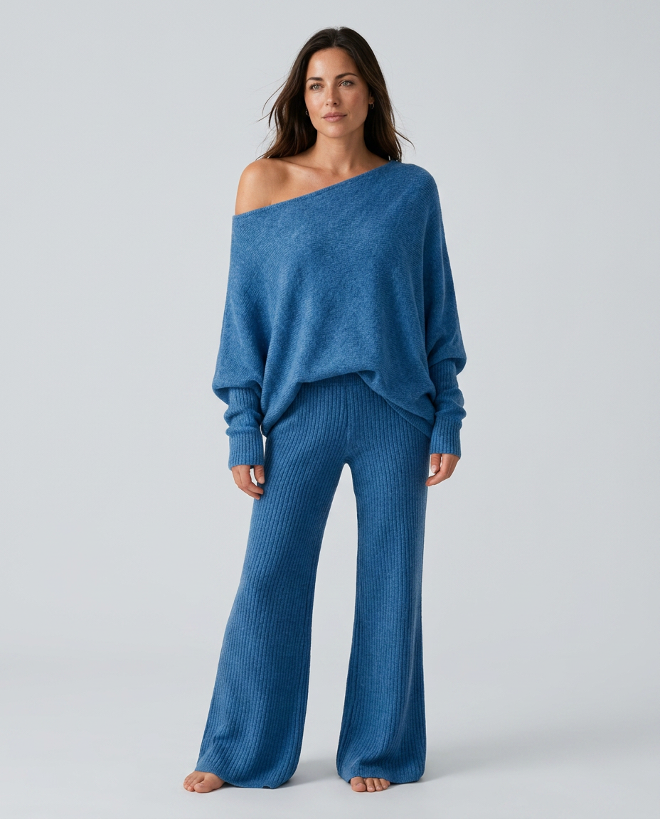 Maxine | Ensemble en tricot à manches longues et épaule dénudée pour femmes