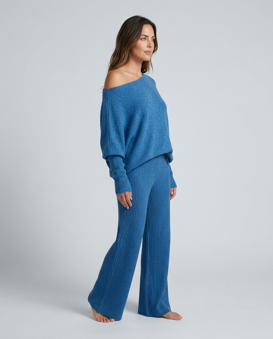 Maxine | Ensemble en tricot à manches longues et épaule dénudée pour femmes