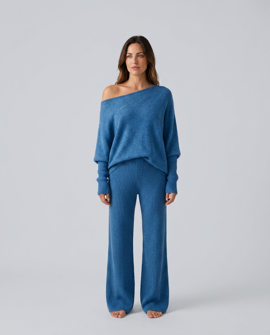 Maxine | Ensemble en tricot à manches longues et épaule dénudée pour femmes