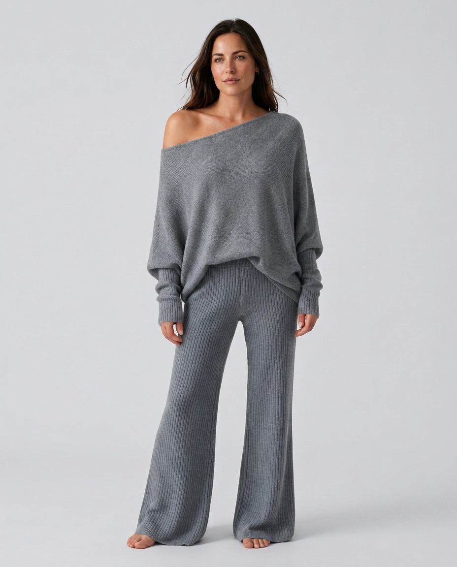 Maxine | Ensemble en tricot à manches longues et épaule dénudée pour femmes