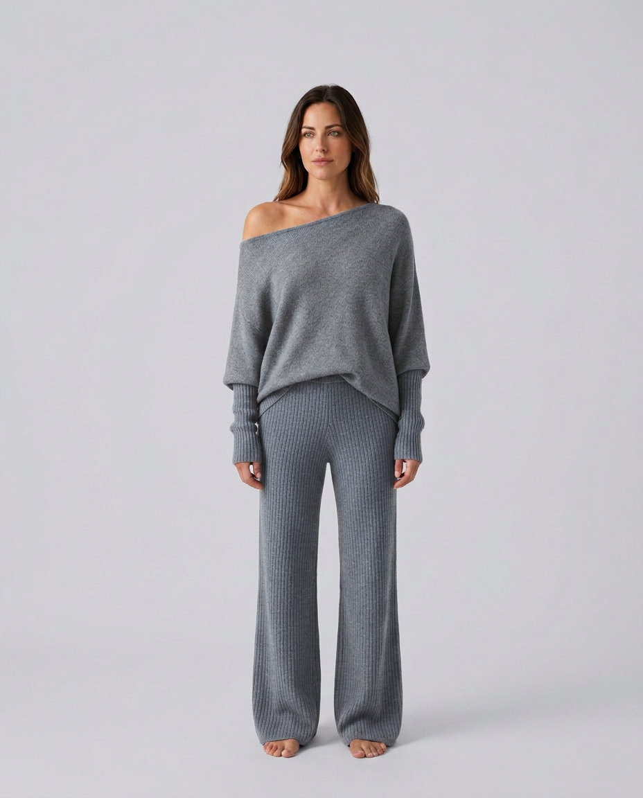 Maxine | Ensemble en tricot à manches longues et épaule dénudée pour femmes