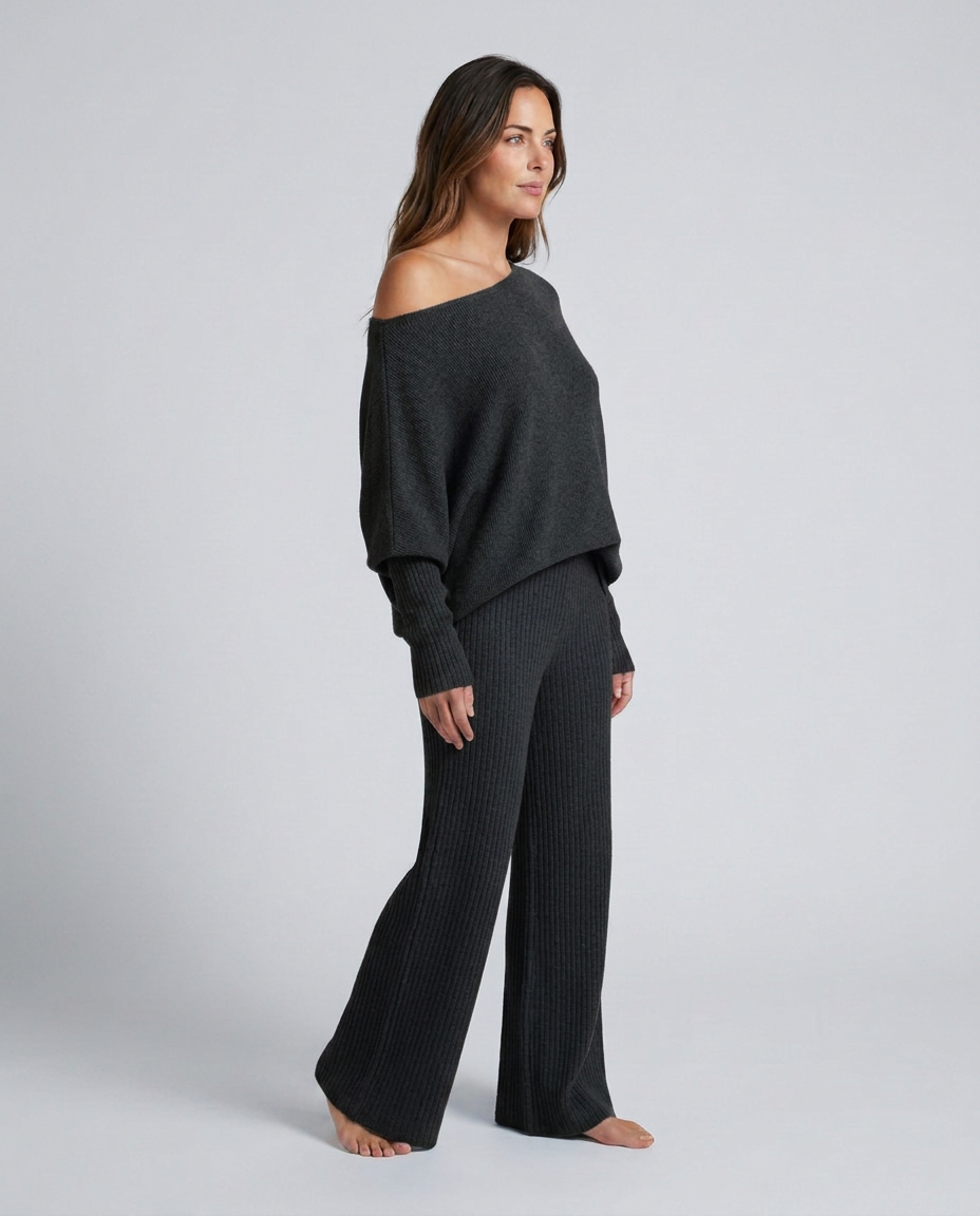 Maxine | Ensemble en tricot à manches longues et épaule dénudée pour femmes