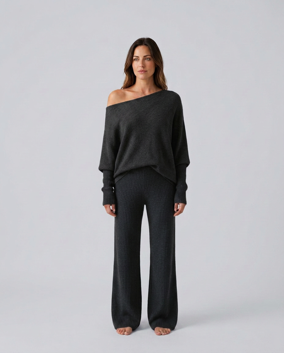 Maxine | Ensemble en tricot à manches longues et épaule dénudée pour femmes