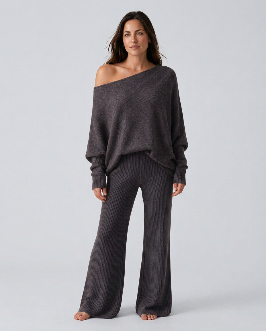 Maxine | Ensemble en tricot à manches longues et épaule dénudée pour femmes