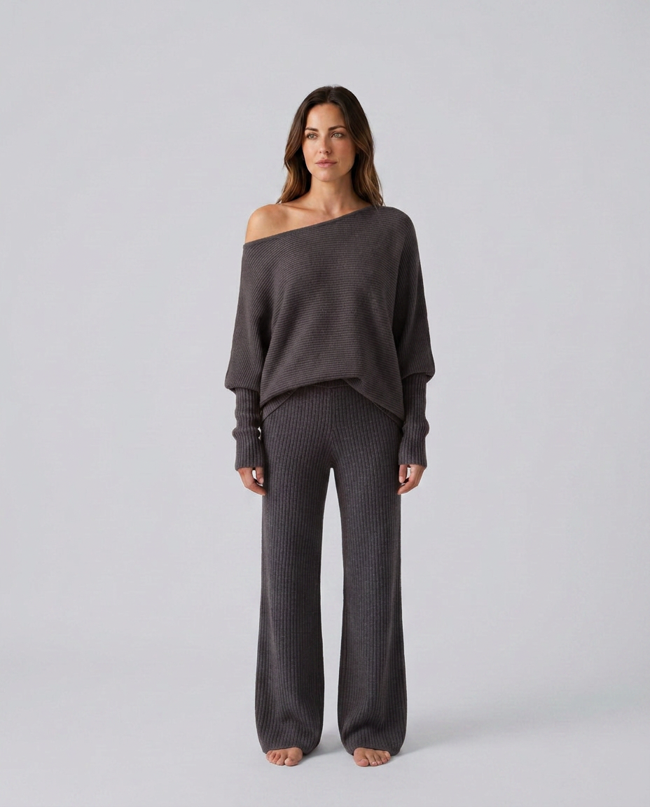 Maxine | Ensemble en tricot à manches longues et épaule dénudée pour femmes