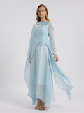 Madelyn | Robe Maxi Longue à Manches Drapées pour Invitées de Mariage