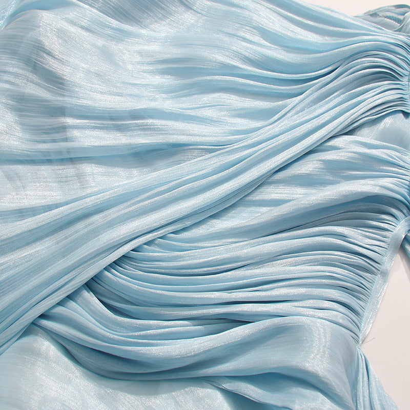Madelyn | Robe Maxi Longue à Manches Drapées pour Invitées de Mariage
