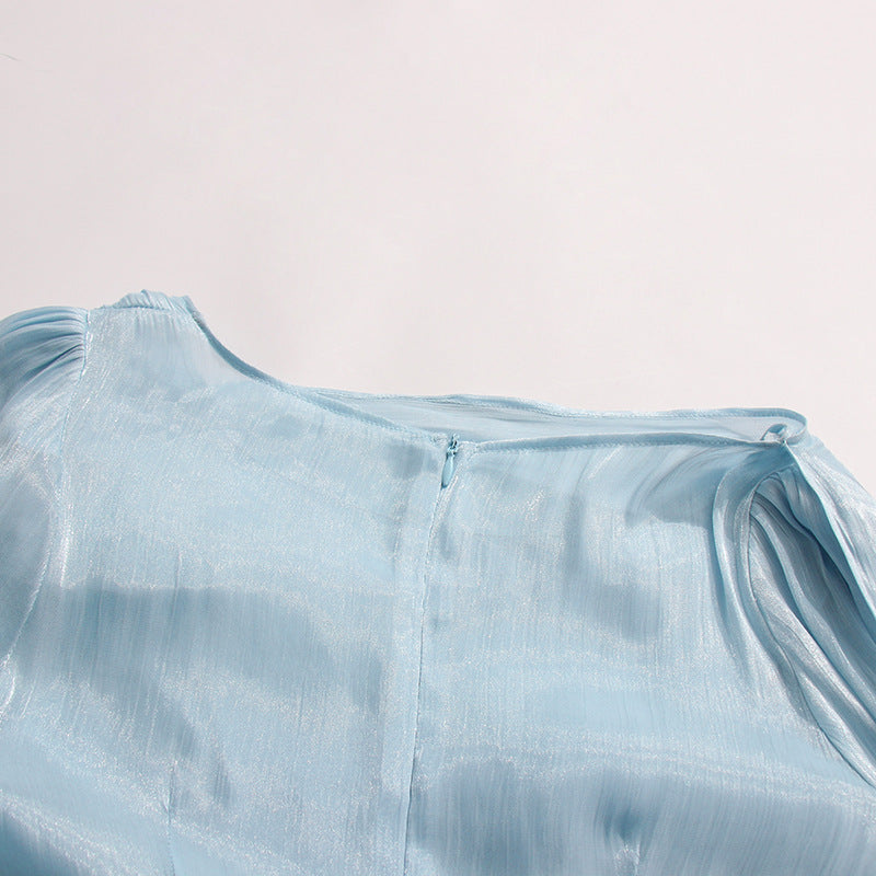 Madelyn | Robe Maxi Longue à Manches Drapées pour Invitées de Mariage