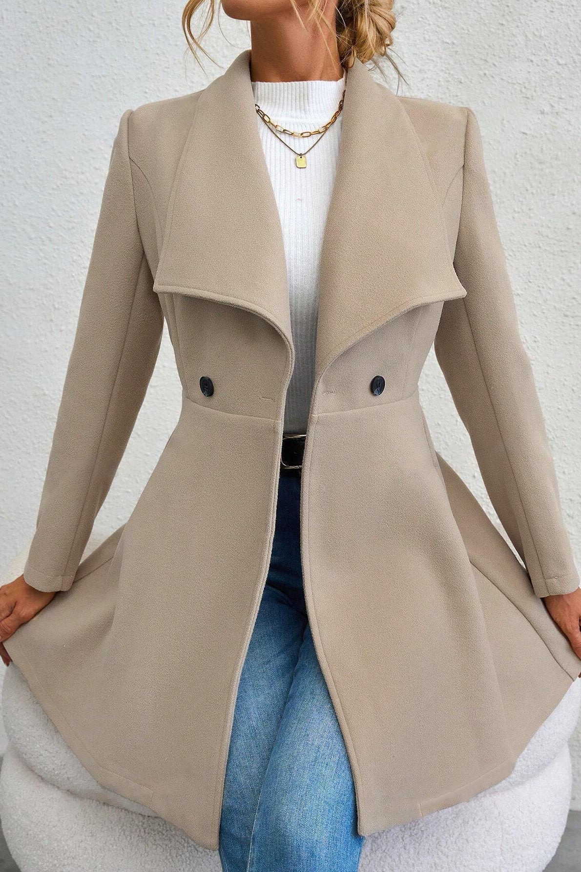 Meredith | Veste longue à col châle ouvert pour femmes