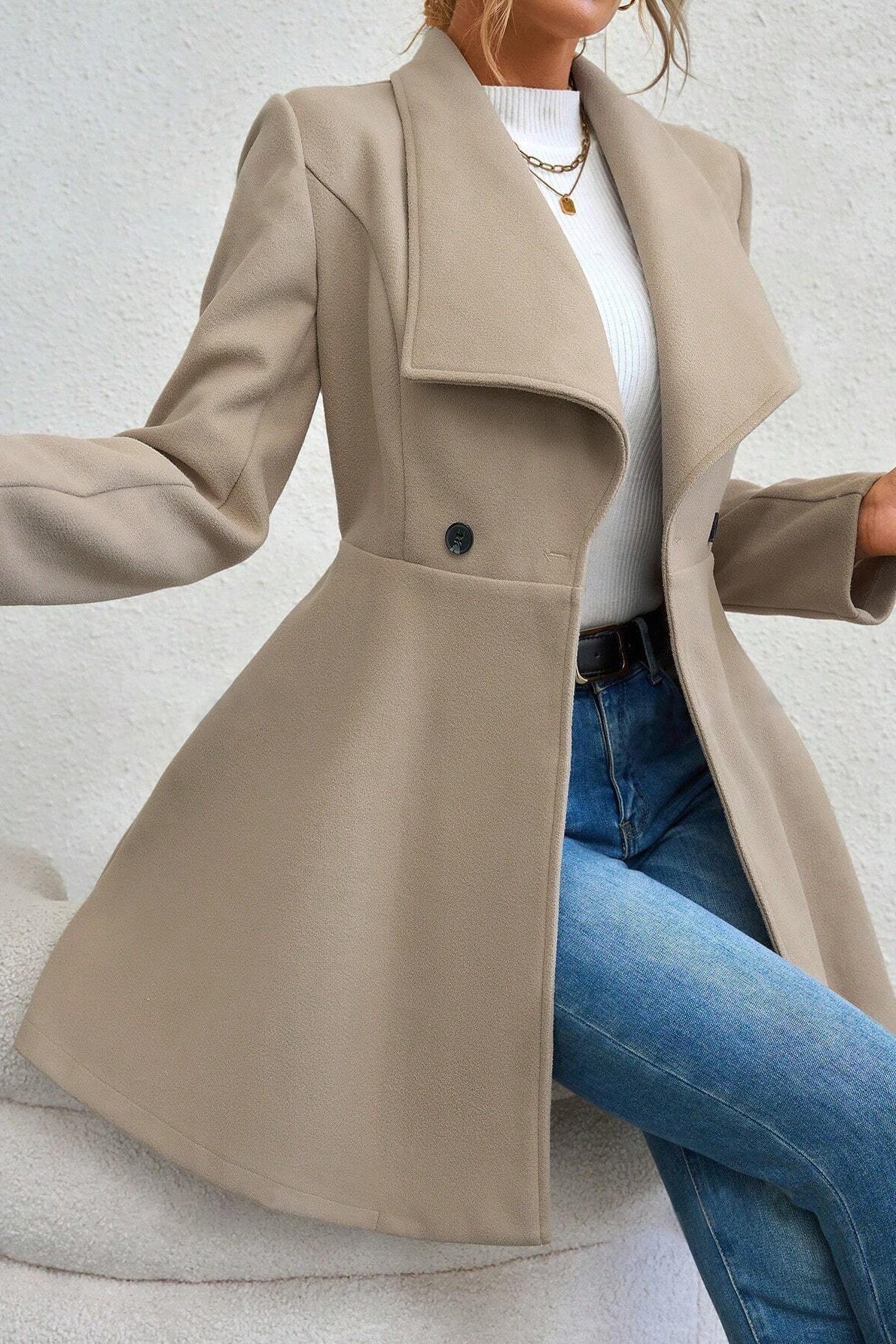 Meredith | Veste longue à col châle ouvert pour femmes