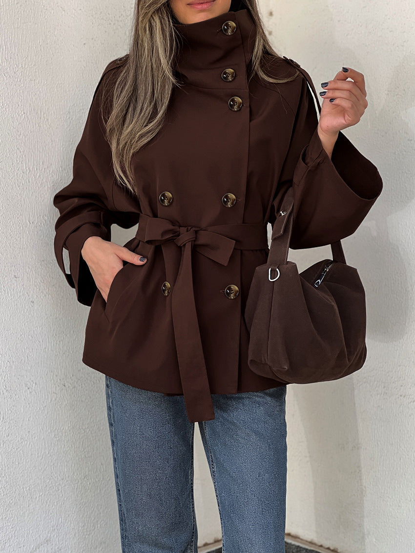 Miranda | Manteau Trench Femme Double Boutonnage Ceinturé Col Montant