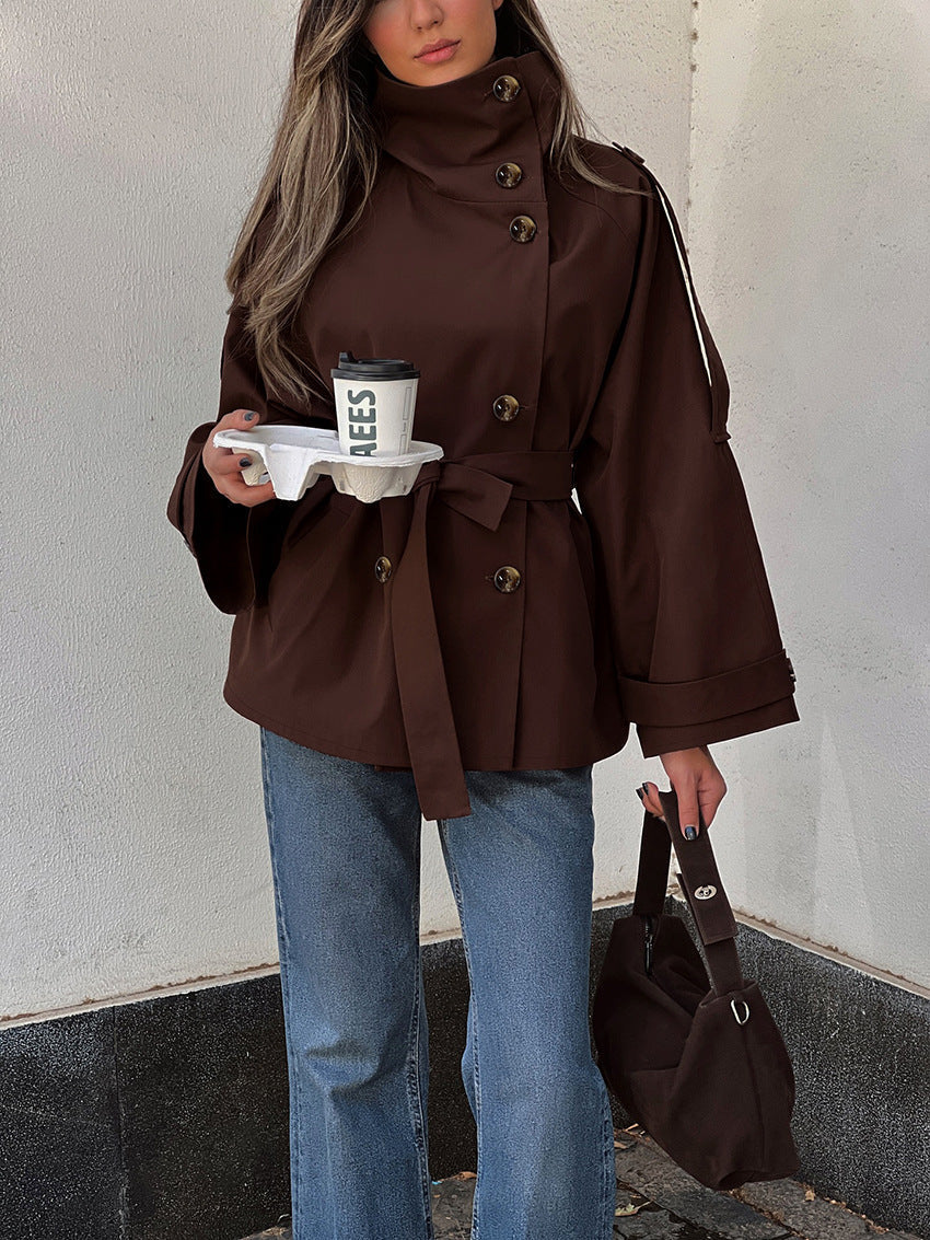 Miranda | Manteau Trench Femme Double Boutonnage Ceinturé Col Montant