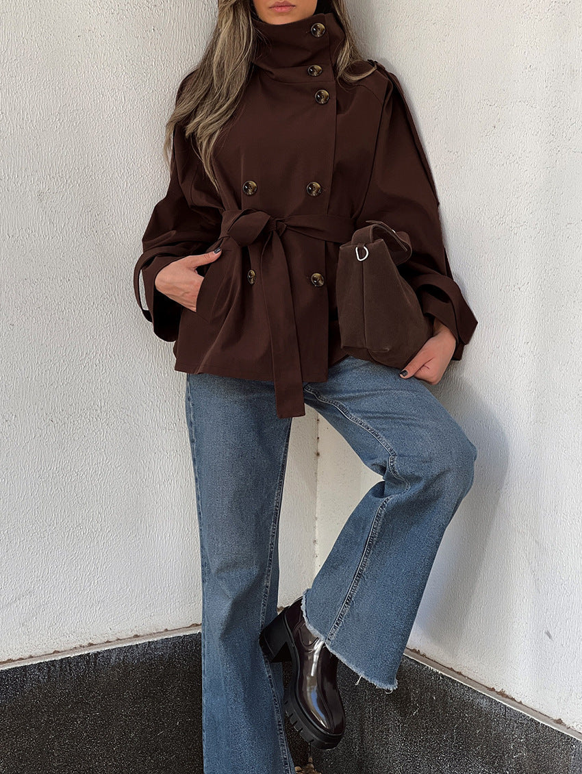 Miranda | Manteau Trench Femme Double Boutonnage Ceinturé Col Montant