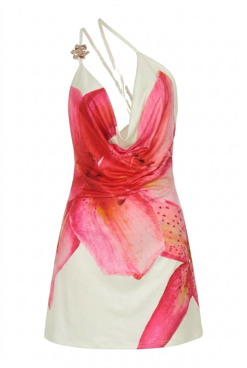 Nica | Robe Mini Asymétrique à Imprimé Floral pour Femmes