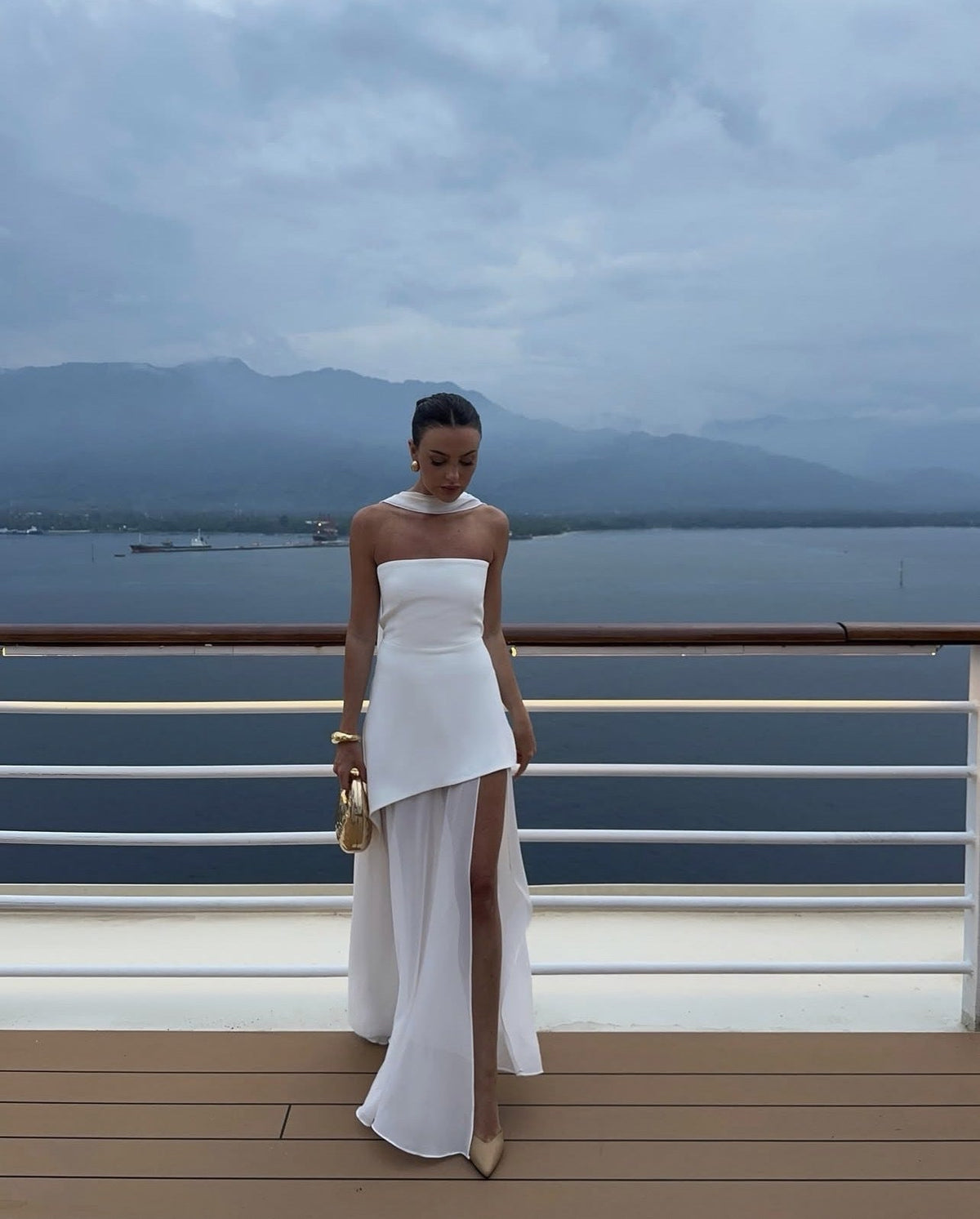Noella | Robe Maxi Sans Manches pour Invitées de Mariage avec Écharpe