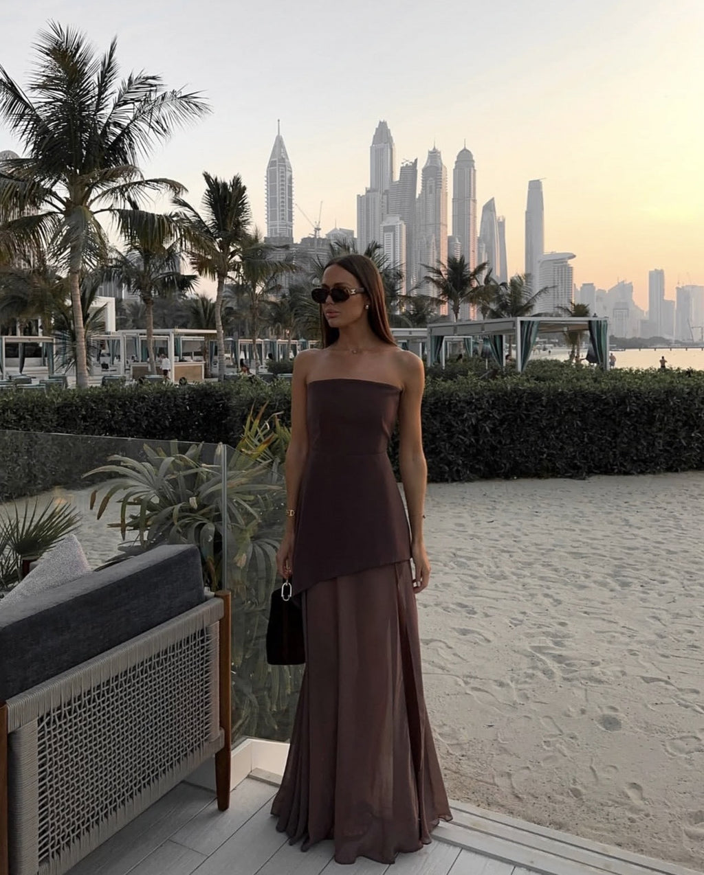 Noella | Robe Maxi Sans Manches pour Invitées de Mariage avec Écharpe