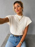 Nyomi | Haut en tricot à manches courtes avec motif chevron