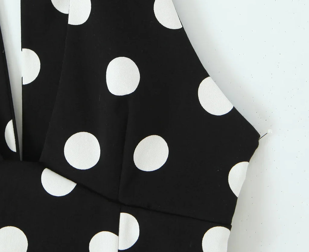 Paige | Haut Halter à Pois Profond V pour Femmes