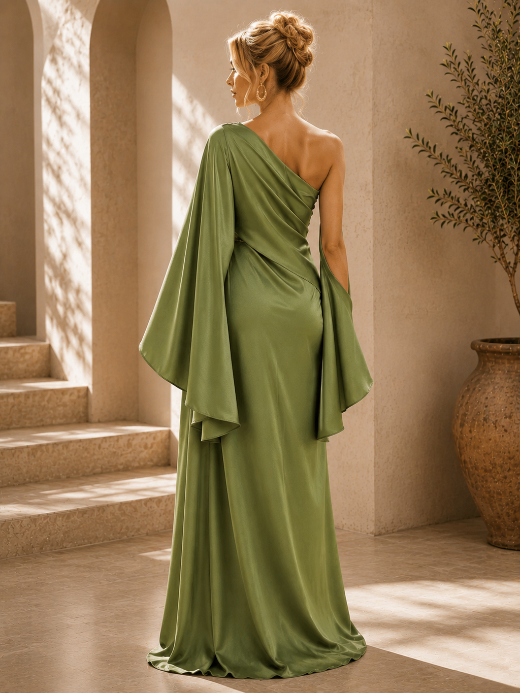 Paisley | Robe Maxi Drapée à Épaule Unique pour Invitée de Mariage