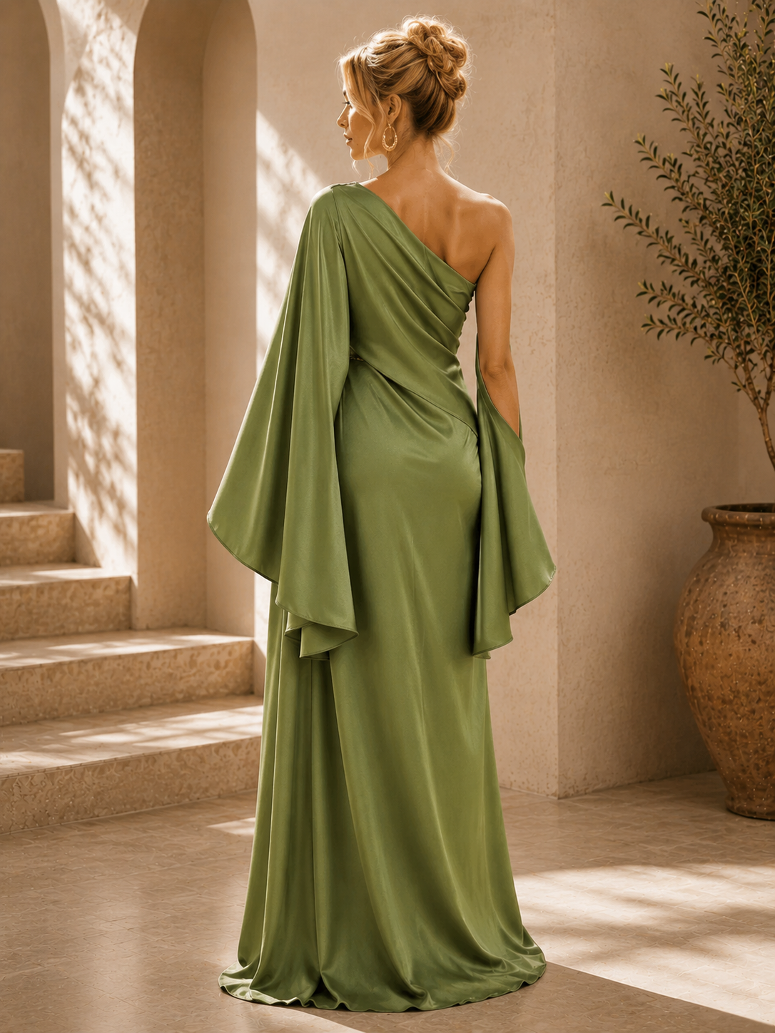 Paisley | Robe Maxi Drapée à Épaule Unique pour Invitée de Mariage