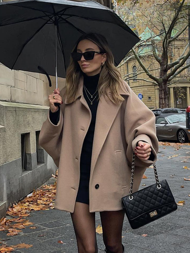 Patricia | Veste en laine mélangée oversize à revers pour femmes