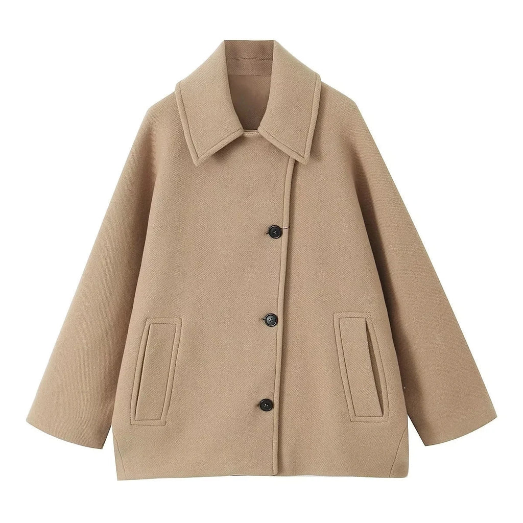 Patricia | Veste en laine mélangée oversize à revers pour femmes
