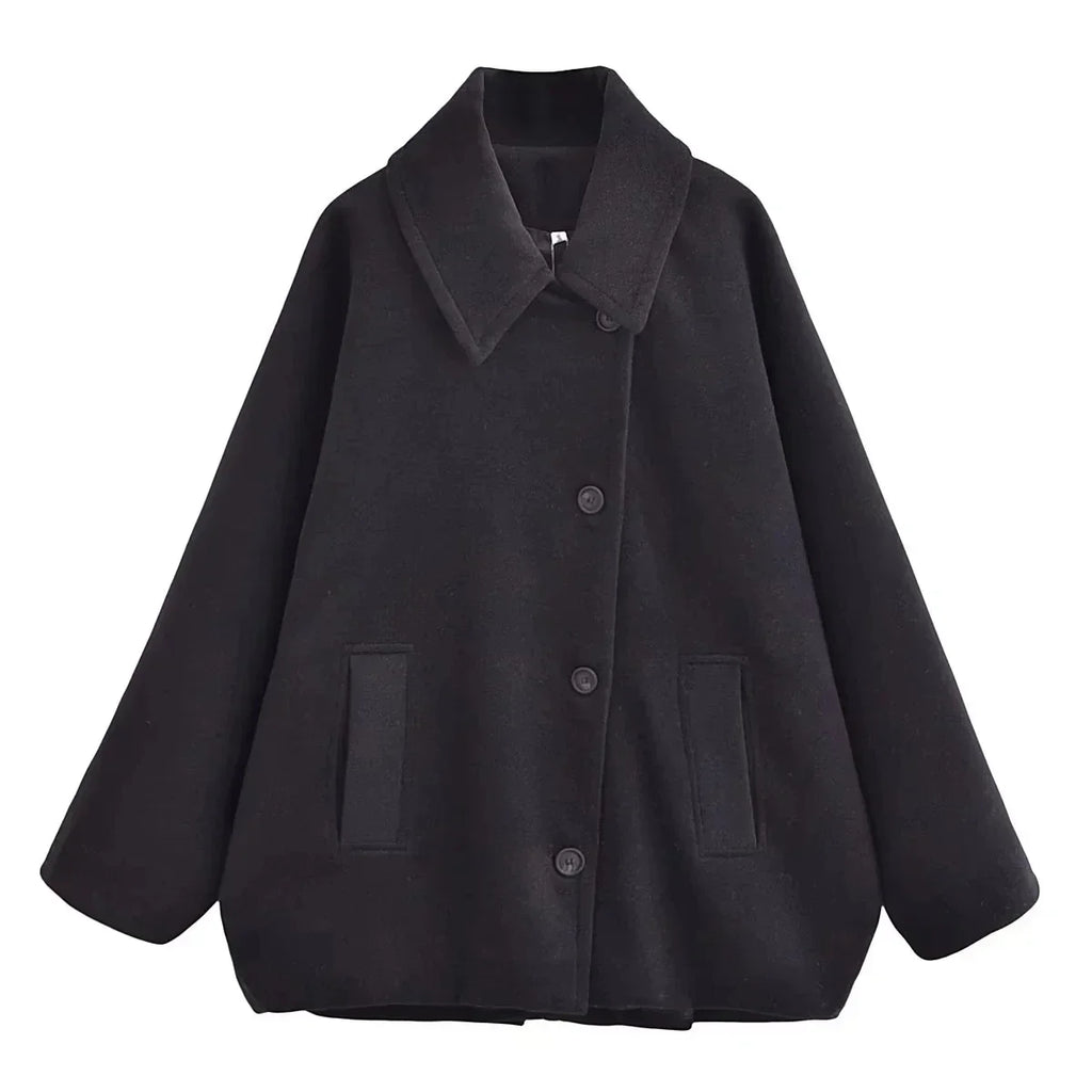 Patricia | Veste en laine mélangée oversize à revers pour femmes