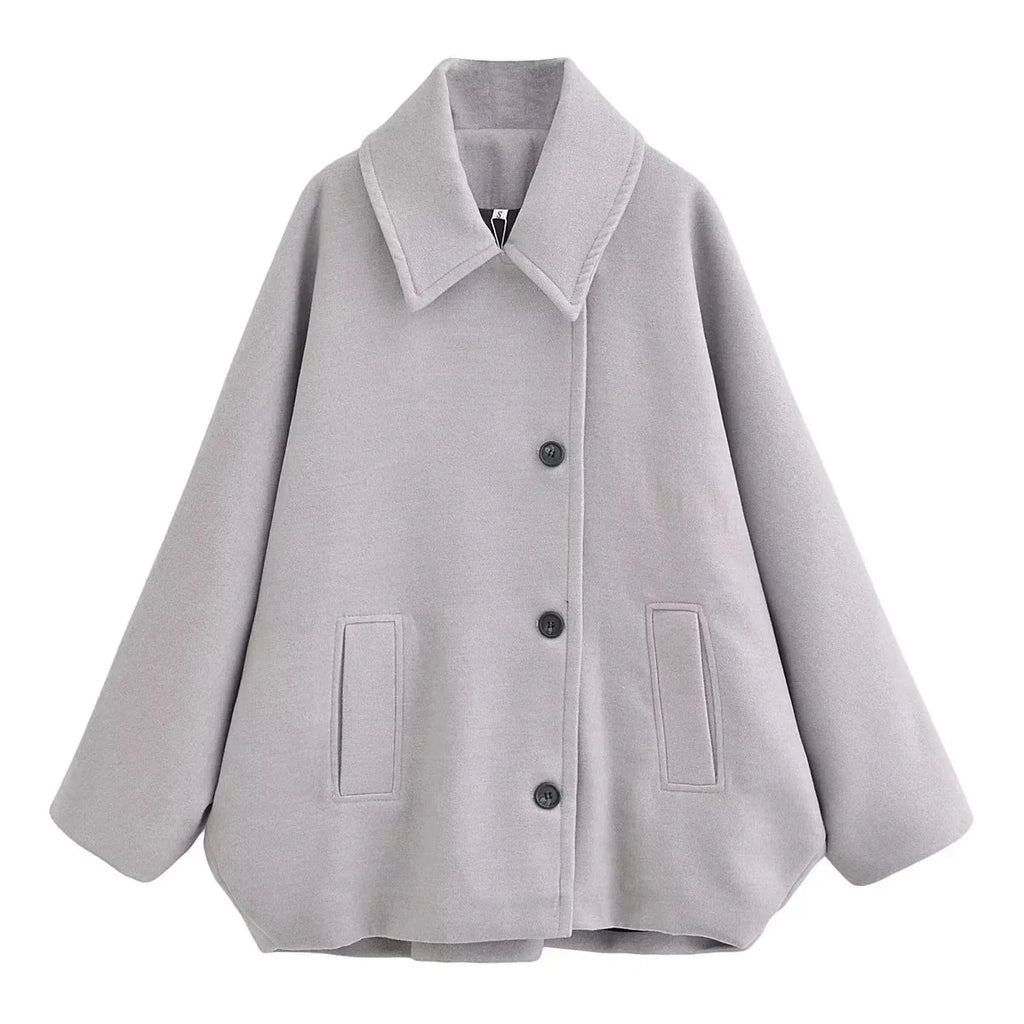 Patricia | Veste en laine mélangée oversize à revers pour femmes