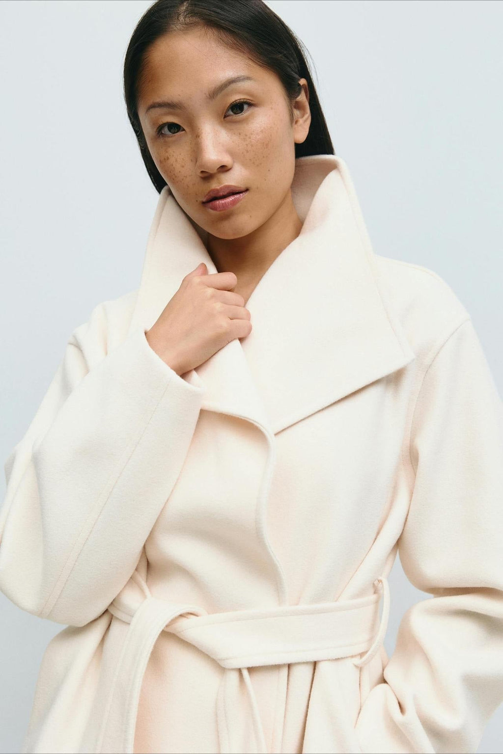Perle | Veste Manteau Wrap à Col Montant Ceinturée pour Femmes
